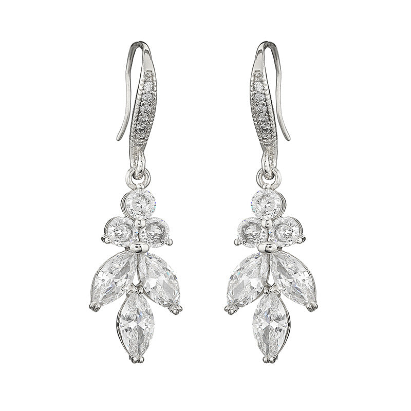RAKOL European and American high-quality bridal wedding dress earring accessories light luxury temperament micro-set AAA zircon earrings
