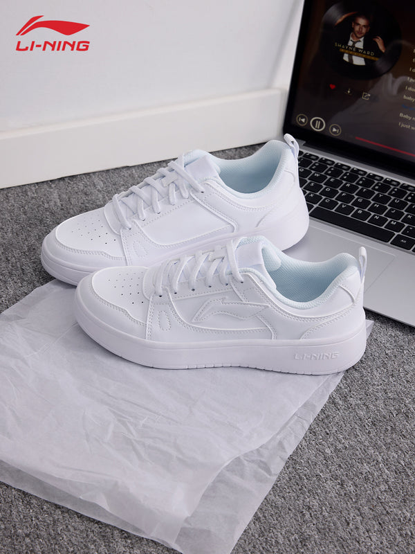 Li-Ning sneakers for women, clear sky trendy versatile white shoes, low-top casual shoes, soft-soled sneakers, commuter shoes