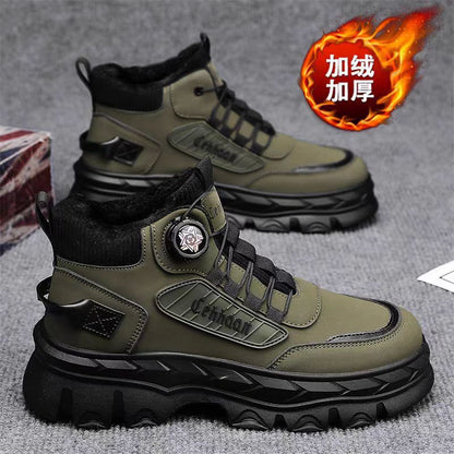 2025 Winter New Men's Boots High-Top Winter Fleece Cotton Shoes Casual Retro Outdoor Mountaineering Martin Men's Cotton Boots