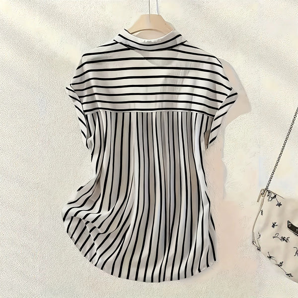 2026 EBAY Amazon WSIH Hot Summer New Drop Sleeve Buttoned Striped Women's Shirt