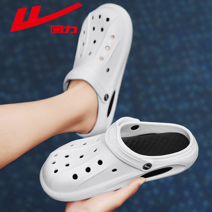 Pullback outward breathable hole shoesLightweight platform shoes, men's toe wrap slippers, summer minimalist casual sports sandals