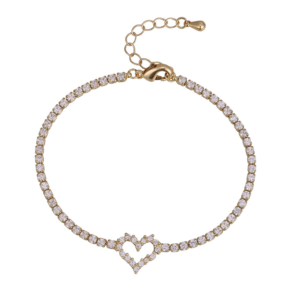 Cross-border European and American full diamond light luxury bracelet, niche design, light luxury style diamond-set zircon tennis ball bracelet for women, never fades