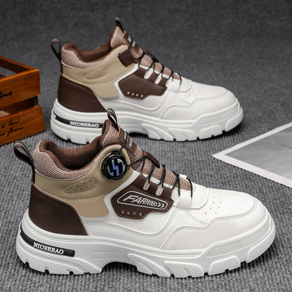 High-top men's shoes, 2026 spring casual sneakers, youth rotary soft-soled sports Martin boots, everyday casual men's shoes