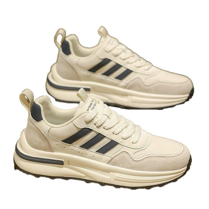 Sapatos masculinos 2025 nova malha respirável outono e inverno waffle de sola macia forrest forrest ténis versáteis masculinos topo de gama