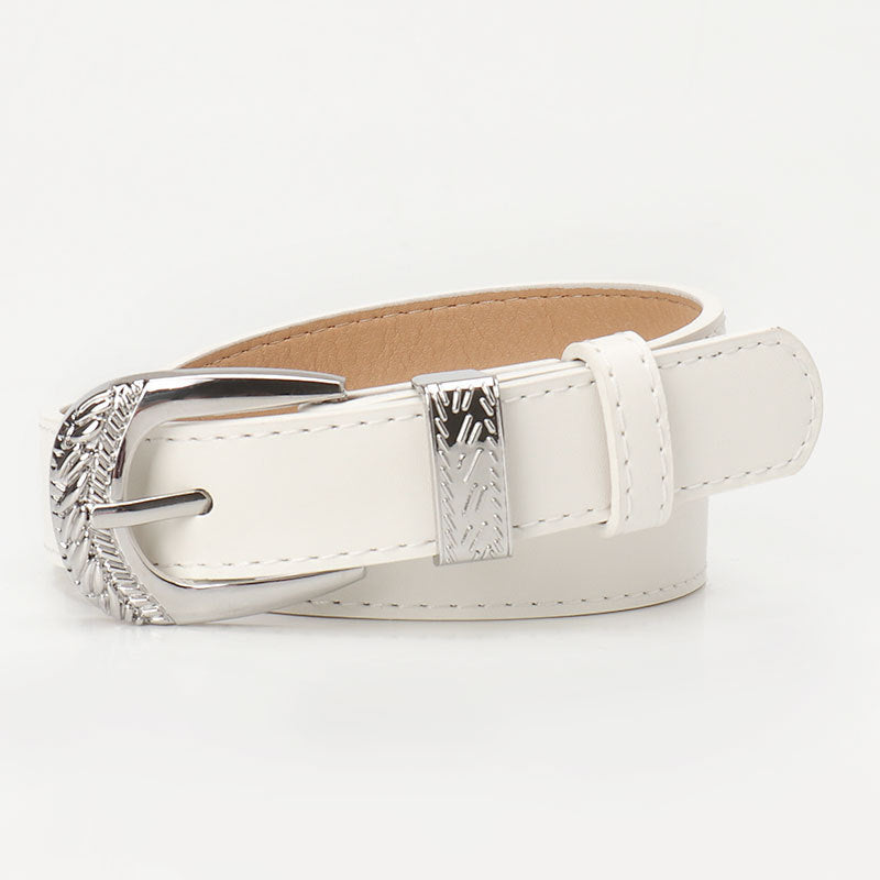 New cross-border European and American carved buckle belt women's decoration simple and versatile trouser belt retro fashion trend women's belt