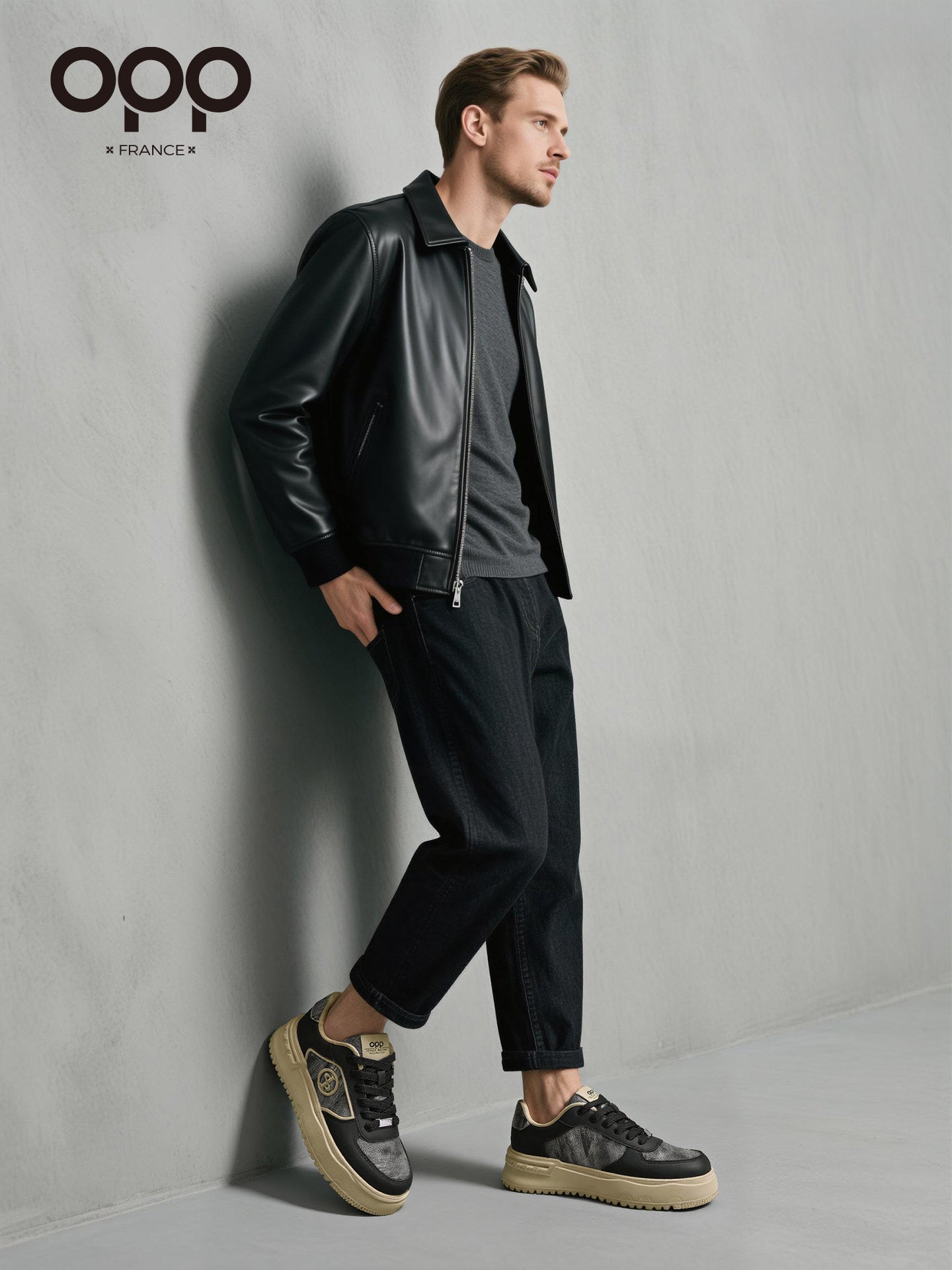 OPP platform shoes men's 2026 spring casual color-blocking white shoes trend versatile men's shoes low-top wear-resistant sneakers