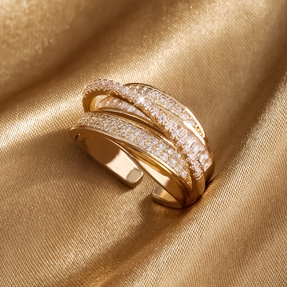RAKOL best-selling Meteor AAA Zircon, exquisite and sophisticated layered light luxury niche rings for men and women, factory shipment