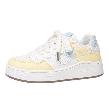 Huili New Sea Salt Fashion Board Shoes Sweet Kitten Casual Shoes Versatile Color Blocked Lace Comfortable Platform Shoes Wholesale