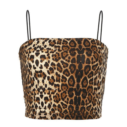 European and American style sexy hot bandeau independent station AliExpress Amazon new women's leopard print tiger stripe small suspender women