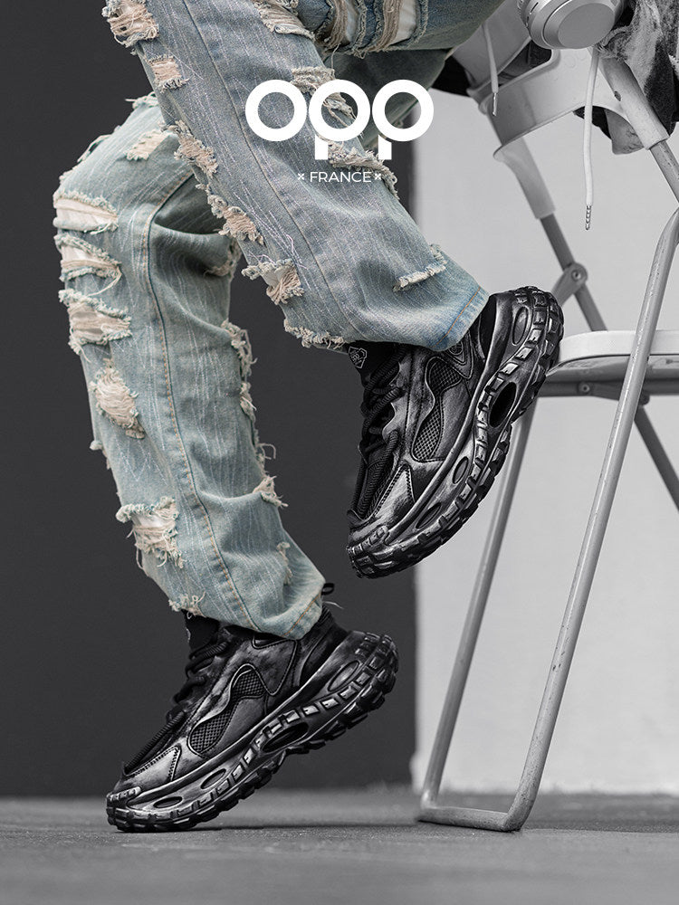 OPP men's shoes spring 2026 new black warrior tire sole anti-slip ruffian handsome shoes outdoor sports and leisure shoes