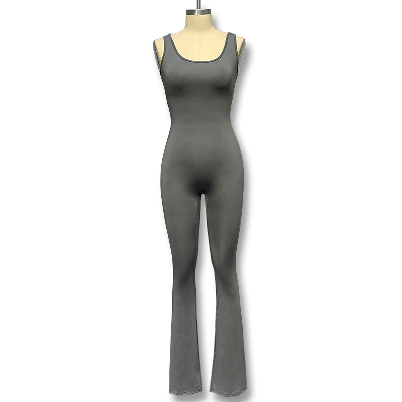 2023 cross-border foreign trade fashion tight yoga jumpsuit casual seamless hollow sports style thin jumpsuit women