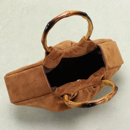 Bolsa feminina de veludo vintage, bolsa de bambu, bolsa de luxo, design plissado estilo Maillard, bolsa em forma de barco, bolsa