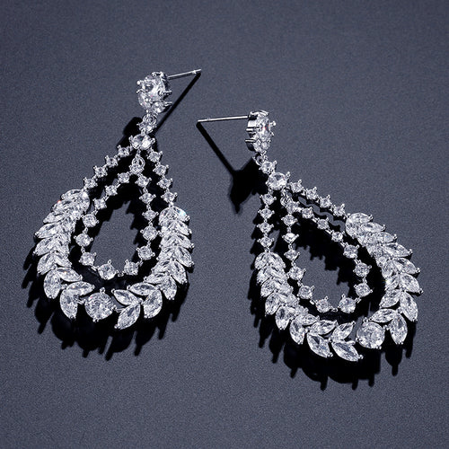 RAKOL European and American fashion classic exaggerated large earrings for women, exquisite versatile slightly inlaid zircon bridal earrings