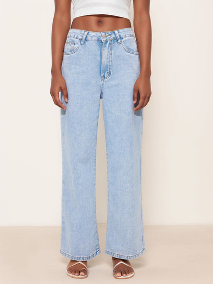 SPOT HONG KONG STYLE JEANS CROSS-BORDER EUROPEAN AND AMERICAN WOMEN'S INS STRAIGHT LEG LOOSE HIGH-WAISTED DENIM PANTS WOMEN JEANS