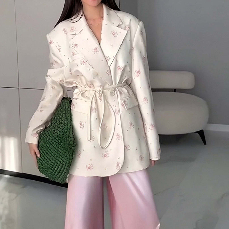 Amazon's new cross-border European and American fashion for autumn and winter 2025, waist slimming, loose lace-up and versatile V-neck jacket for women