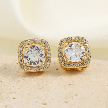 RAKOL European and American cross-border square high-quality zircon fashion commuter earrings for women, light luxury, niche, and indifferent style in stock