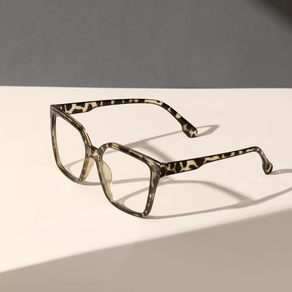Large frame retro flat mirror, female face, small glasses, full frame, irregular lens, transparent frame, male tide anti-blue light
