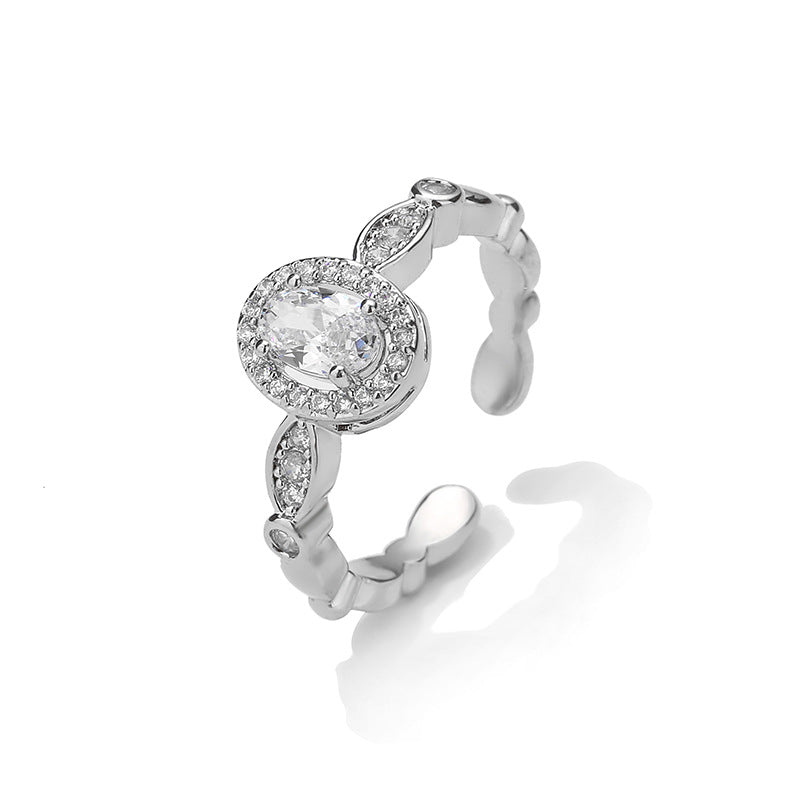 RAKOL Cross-border New Elegant Light Luxury Geometric Oval Zircon Bracelet Exquisite Versatile Open Ring Bracelet