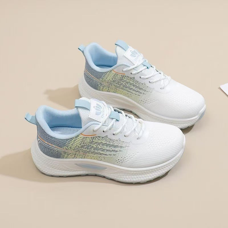 2025 Spring New Korean Breathable Flying Weave Women's Shoes Factory Direct Sales Student Running Sneakers Women's Cross-border Wholesale