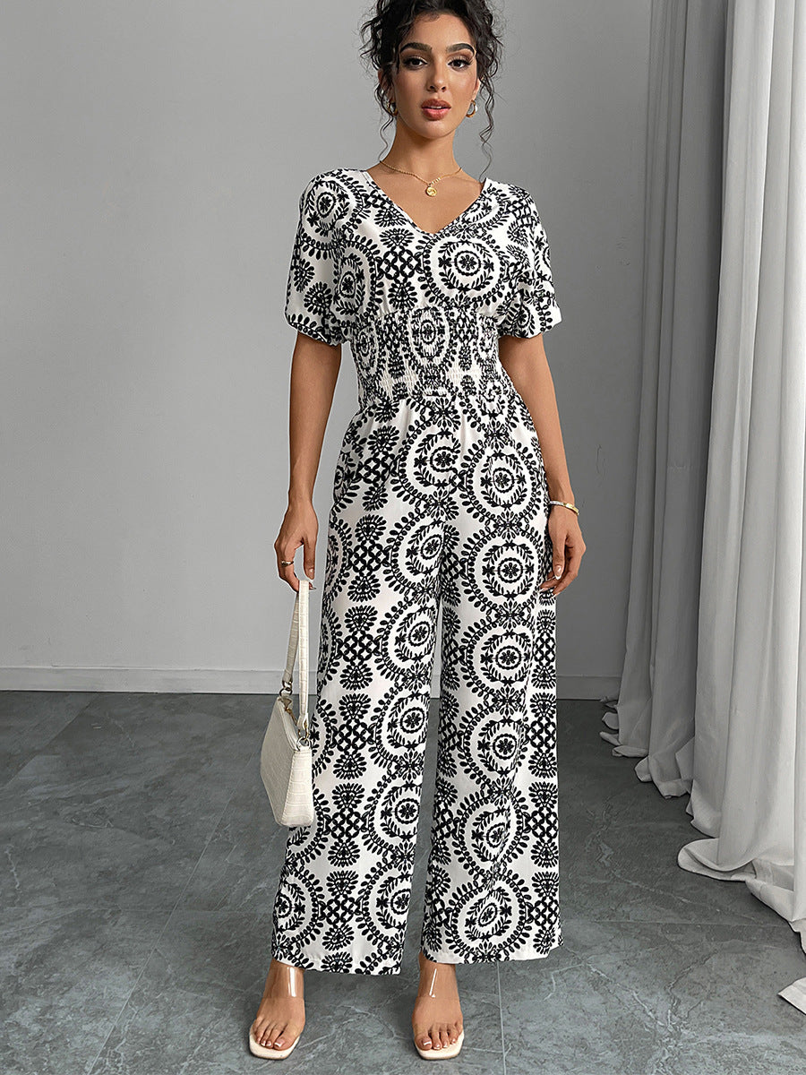 BohoChic 2025 Euro-American Summer Jumpsuit for Women – Boho Chic One-Piece Romper Outfit, Casual Beach Vacation Wear