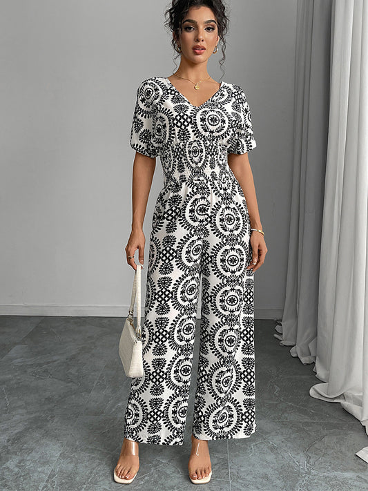 Cross-border wish amazon foreign trade boho jumpsuit women's 2025 summer resort style European and American jumpsuit