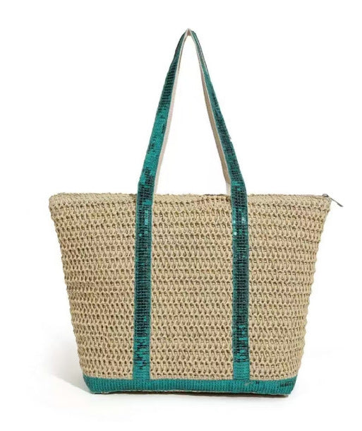 Bag women's bag 2025 new beach bag straw bag large capacity resort style commuter shoulder woven tote bag batch