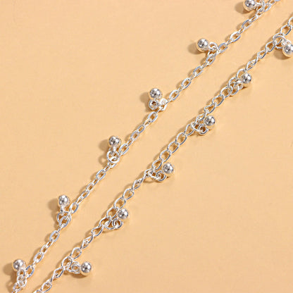 European and American cross-border jewelry, dance, yoga, double tassels, drop anklets, women, personality, fashion, trend, beach foot ornaments