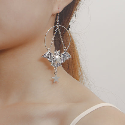 European and American cross-border jewelry, ins, geometric rings, Batman pendants, earrings, earrings, women's earrings, high-end niche