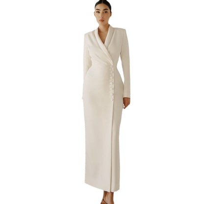 2025 primavera novo comércio exterior transfronteiriço europeu e americano mulheres cor sólida manga longa botão para baixo saia saia conjunto de moda