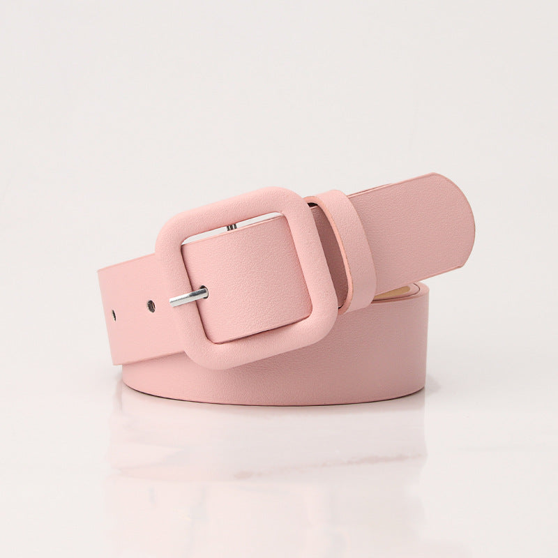 New Simple Luxury Belt Women's Square Buckle Candy Color Versatile Decorative Belt Fashionable and Elegant Belt Women