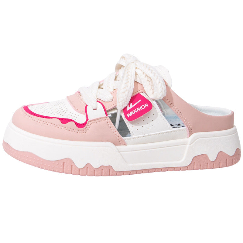 Pull-back toe half slippers women's summer wear 2026 new mesh shoes hollow breathable heelless platform shoes wholesale