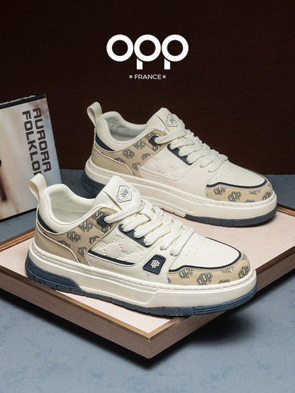 OPP men's shoes spring 2026 new popular thick-soled versatile high-end ruffian handsome leather casual sneakerboard shoes