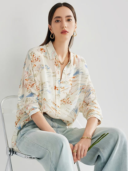 Cross-border European and American full print, a variety of pattern options, long sleeves loose casual top shirt