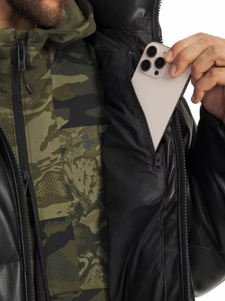 Under Armour Jacket Men's Winter New Faux Leather Athleisure Warm Short Down Jacket 6000427-001