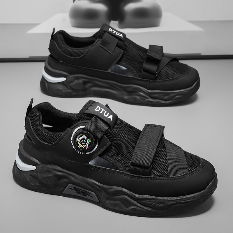 Men's Light Luxury Sandals, 2026 Summer High Appearance Breathable Clog Shoes, Trendy Men's Outerwear Sports Beach Spin Button Shoes