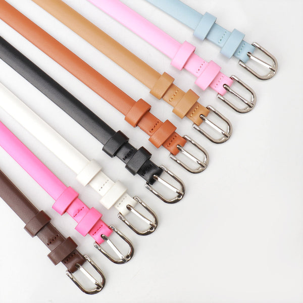 Korean version of the belt, women's versatile decoration, thin jeans, with a fashionable sense of luxury, simple style, alloy pin buckle, student belt