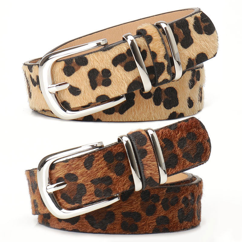 Cross-border hot 2025 new leopard print double shank women's belts fashionable European and American versatile coats with belts women