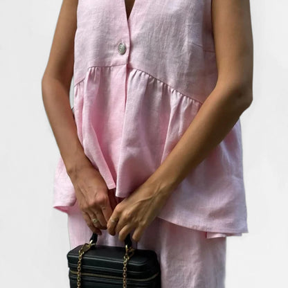 Cross-border Europe and the United States 2026 new products, V-neck button-down tops, vests, trouser suits, solid color temperament, commuting two