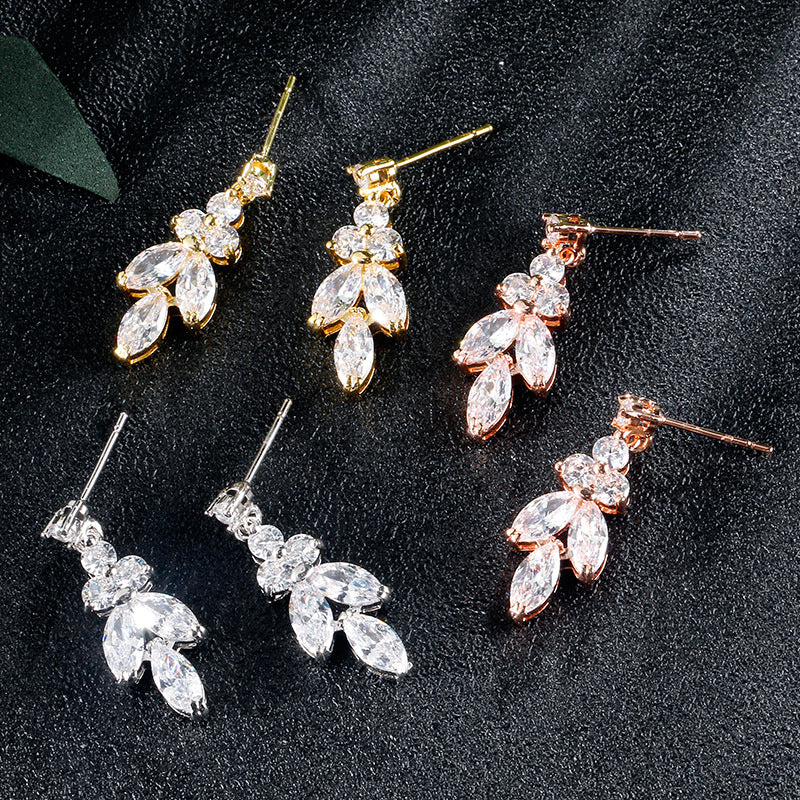 RAKOL European and American fashion light luxury micro-zircon earrings women's exquisite small bridal wedding dress stud earrings accessories