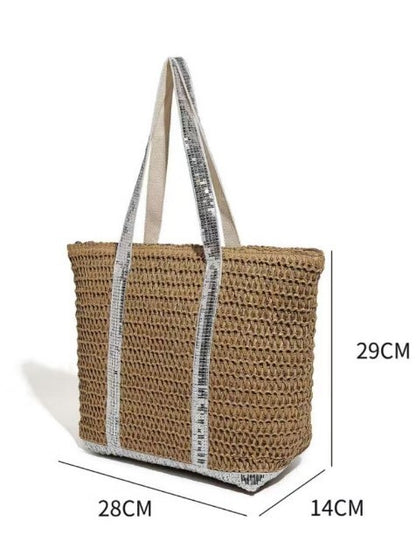 Bag women's bag 2025 new beach bag straw bag large capacity resort style commuter shoulder woven tote bag batch