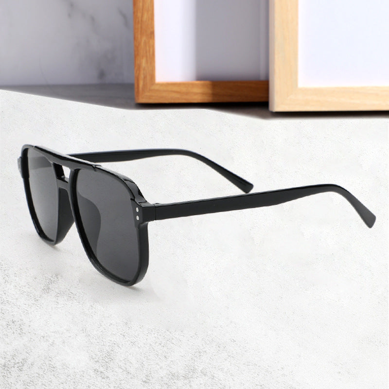 New cross-border double beam aviator sunglasses European and American same men's driving sunglasses high-end trend women's sunglasses