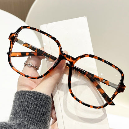 Large square frame flat light glasses, Korean new trendy no-makeup glasses frames for women, premium gold-rimmed slimming frames