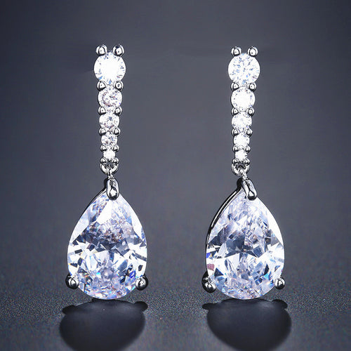 The beauty of simplicity bridal zircon earrings ultra flash Korean high-end sense light luxury temperament wedding dress earrings wholesale