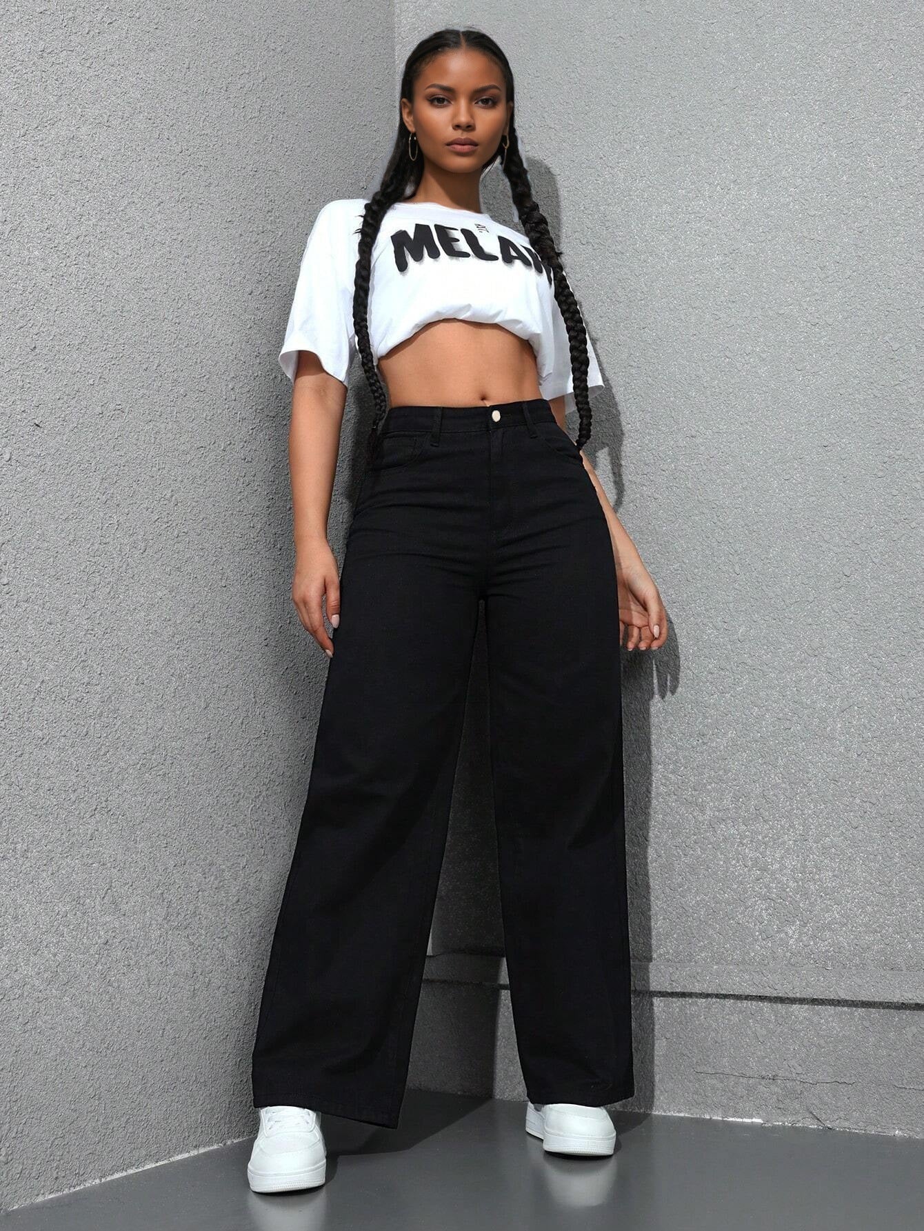 American wide-leg denim trousers women's spring 2025 new wash loose slimming straight floor-length jeans JEANS