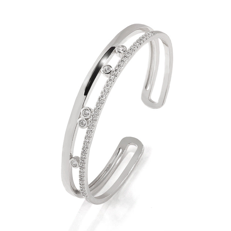 RAKOL Bracelet Women's Simple Fashion Electroplated Diamond Bracelet Versatile Student Couple ins Trendy Hand Jewelry