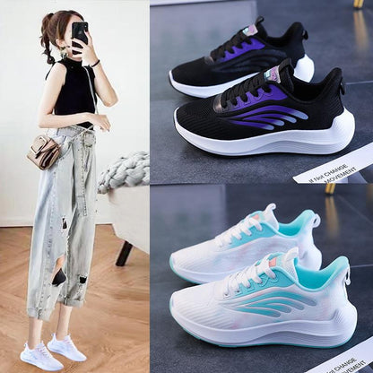 Women's shoes spring and summer new 2023 mesh sneakers, women's breathable travel shoes, flying woven white shoes, flat casual