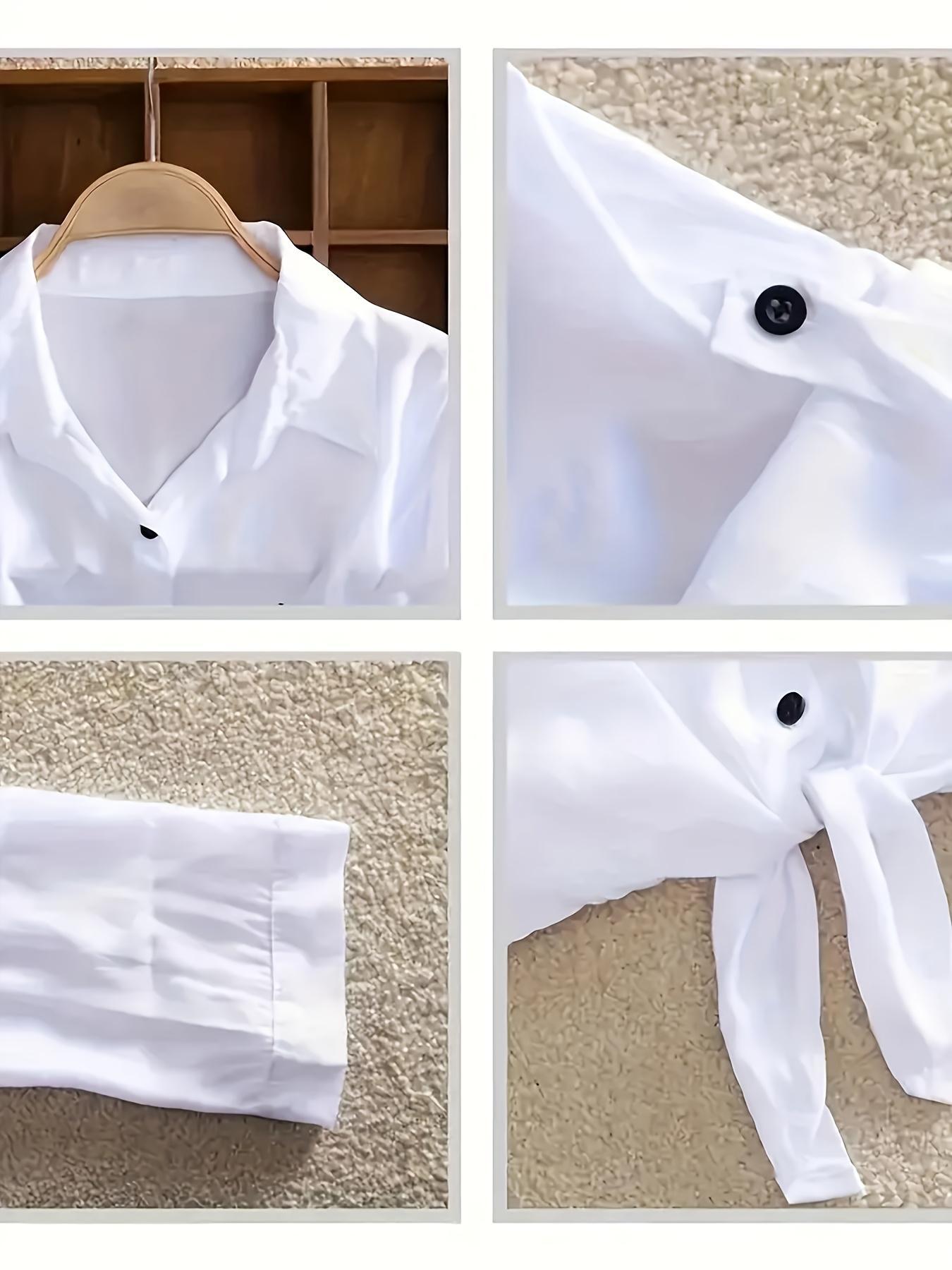 Cross-border European and American solid color shirt, long sleeve, lapel casual button, women's business style shirt