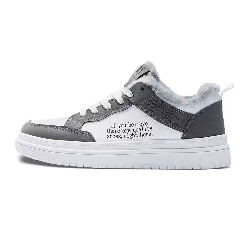 2025 Autumn/Winter New Fleece-Lined Sneakers, Youth Casual Fleece-Lined Thickened Trendy Versatile Student Sports Sneakers