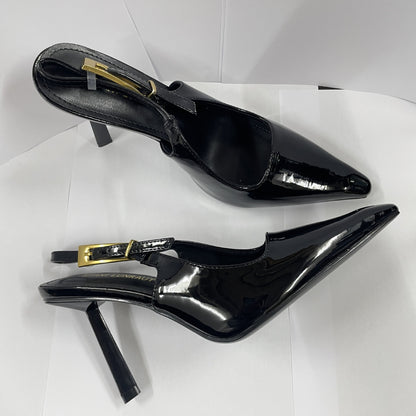 WO Huizhou City European and American Baotou back air sandals with buckles Yujie pointed toe thin heel patent leather slimming super high heel