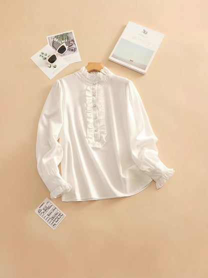 Amazon European and American women's clothing, Wish AliExpress, eBay shirt, ruffled elegant business fashion plus-size shirt